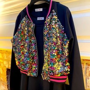 Sequin Bomber Jacket & Dress Set by beautees